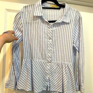 Love Notes White and Blue Stripped Blouse